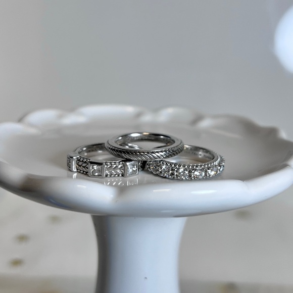Judith Ripka 3 Ring SET Sterling Silver 925 Size 6 CZ - Picture 3 of 11